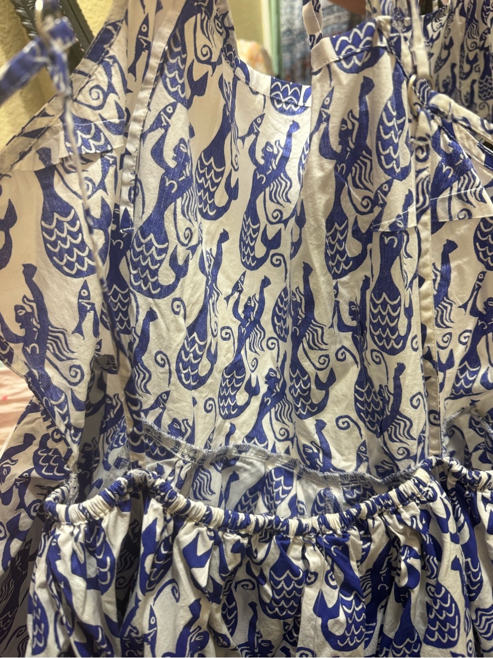 Anthropologie Celadine White Mini Dress with Blue Mermaid Print NWT XL - Picture 9 of 9